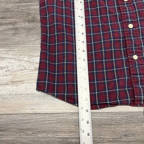 Abercrombie & Fitch Red Blue Plaid Mens XXL Americana Muscle Button Down Shirt - Picture 9 of 11